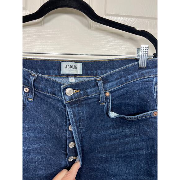 AGOLDE Denim Nico High Rise Slim Straight Leg Jean in Cabana Dark Wash 29 - Picture 2 of 8